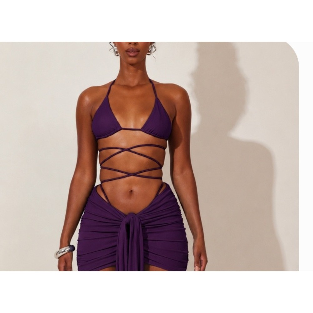 Mars The Label Multiway Wrap Triangle Bikini Top Purple UK 12 US 8